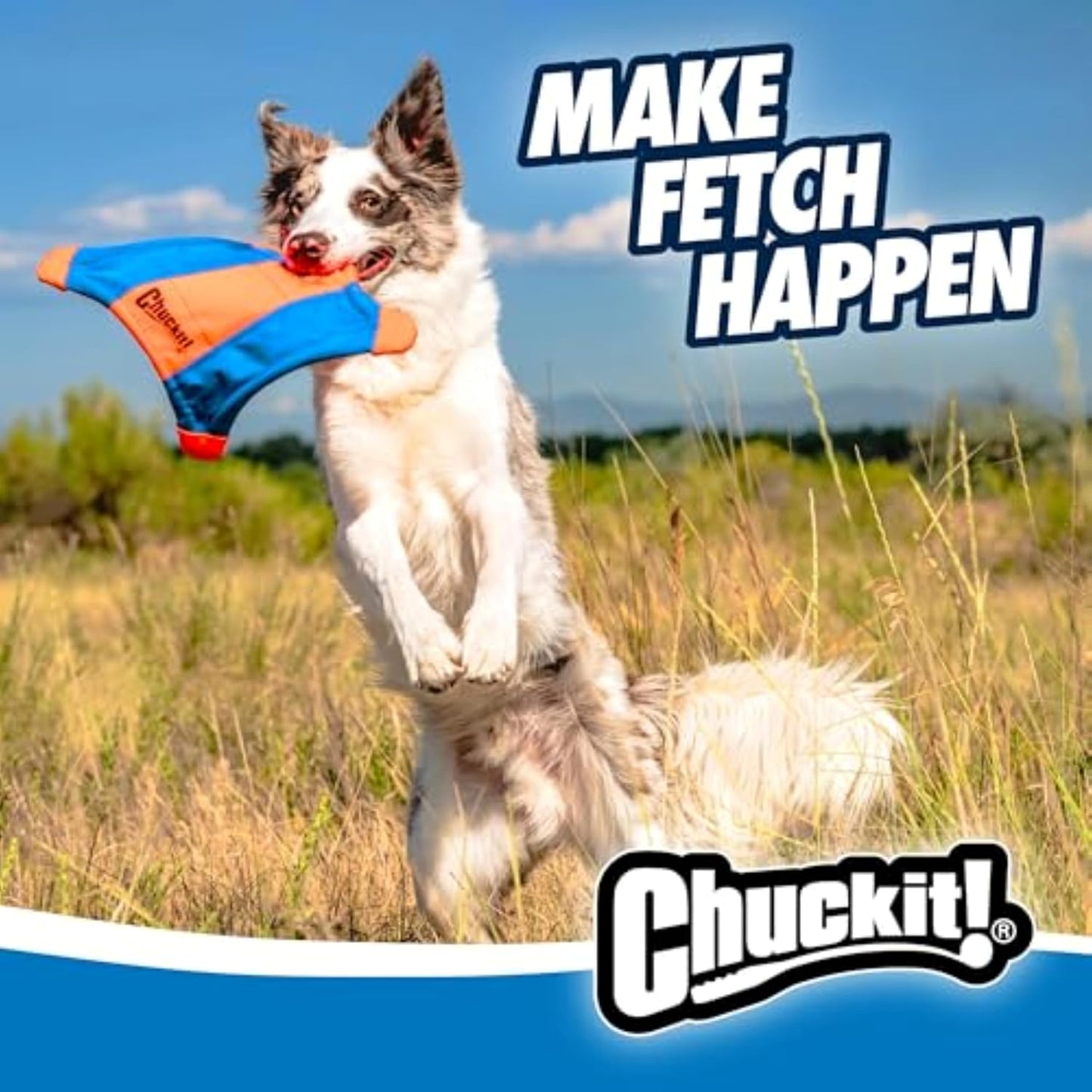 Chuckit! Flying Squirrel Fetch Dog Toy - Water Floating Flyer - Soft and Durable Polyester Canvas Construction - For Medium Dogs - Size Medium