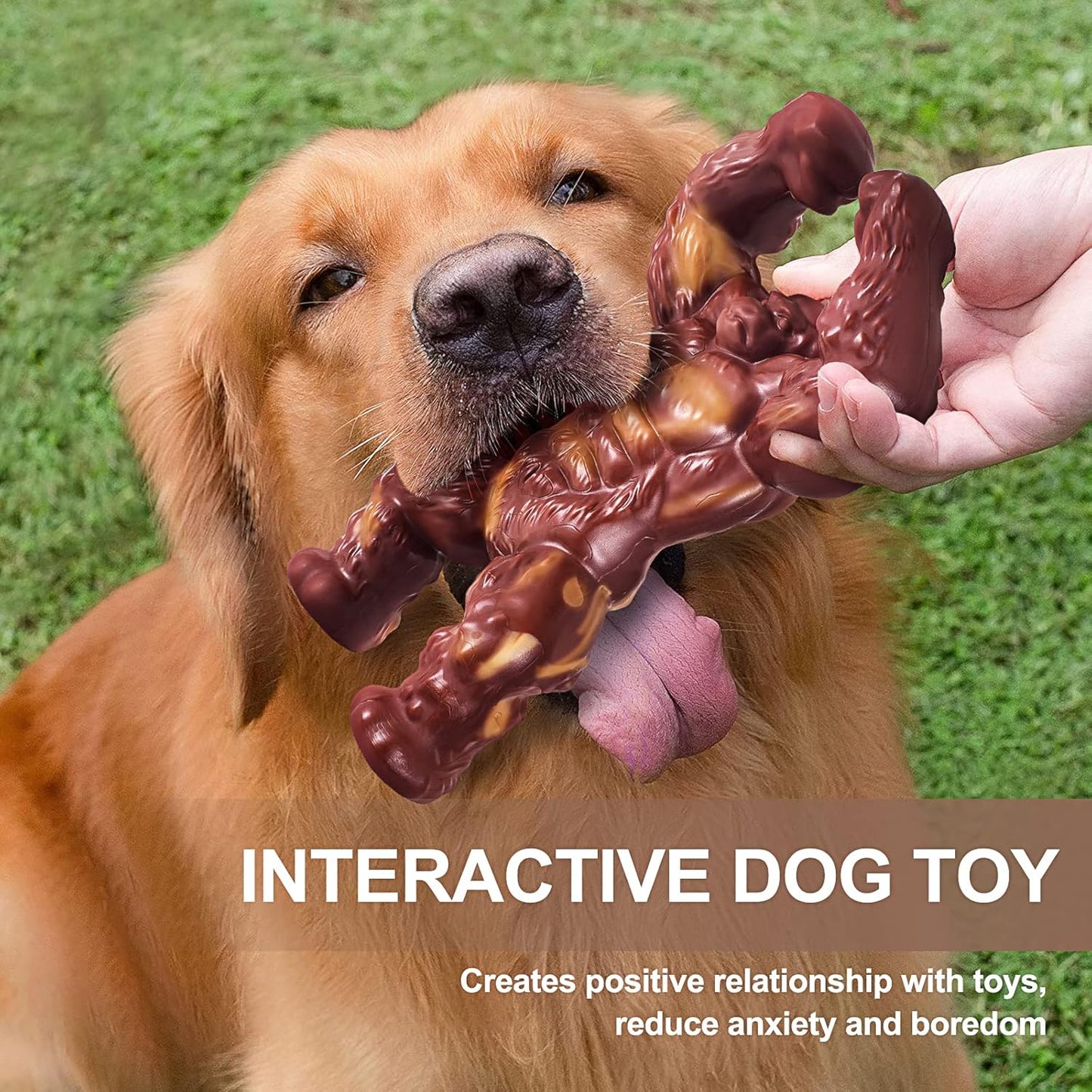 PETSTA Indestructible Dog Toys for Aggressive Chewers, Extreme Tough Toys for Large Dogs, Real Beef Flavored, Dog Bone for Medium/Large Dogs Breed