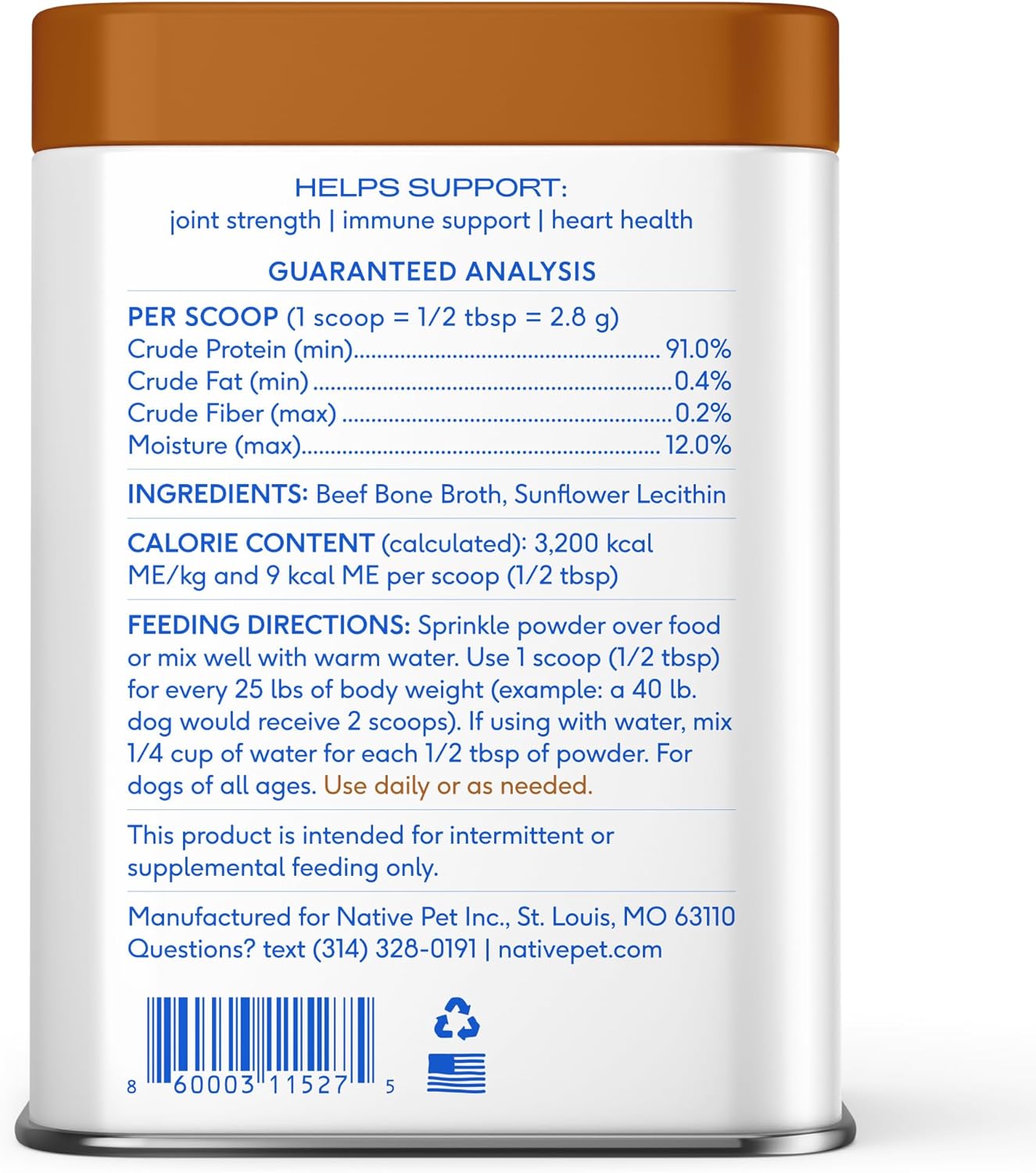 Native Pet Bone Broth for Dogs - Made with Real Beef Bone Broth, Dog Food Toppers for Picky Eaters - Provides Extra Hydration & Nutrition for Joint