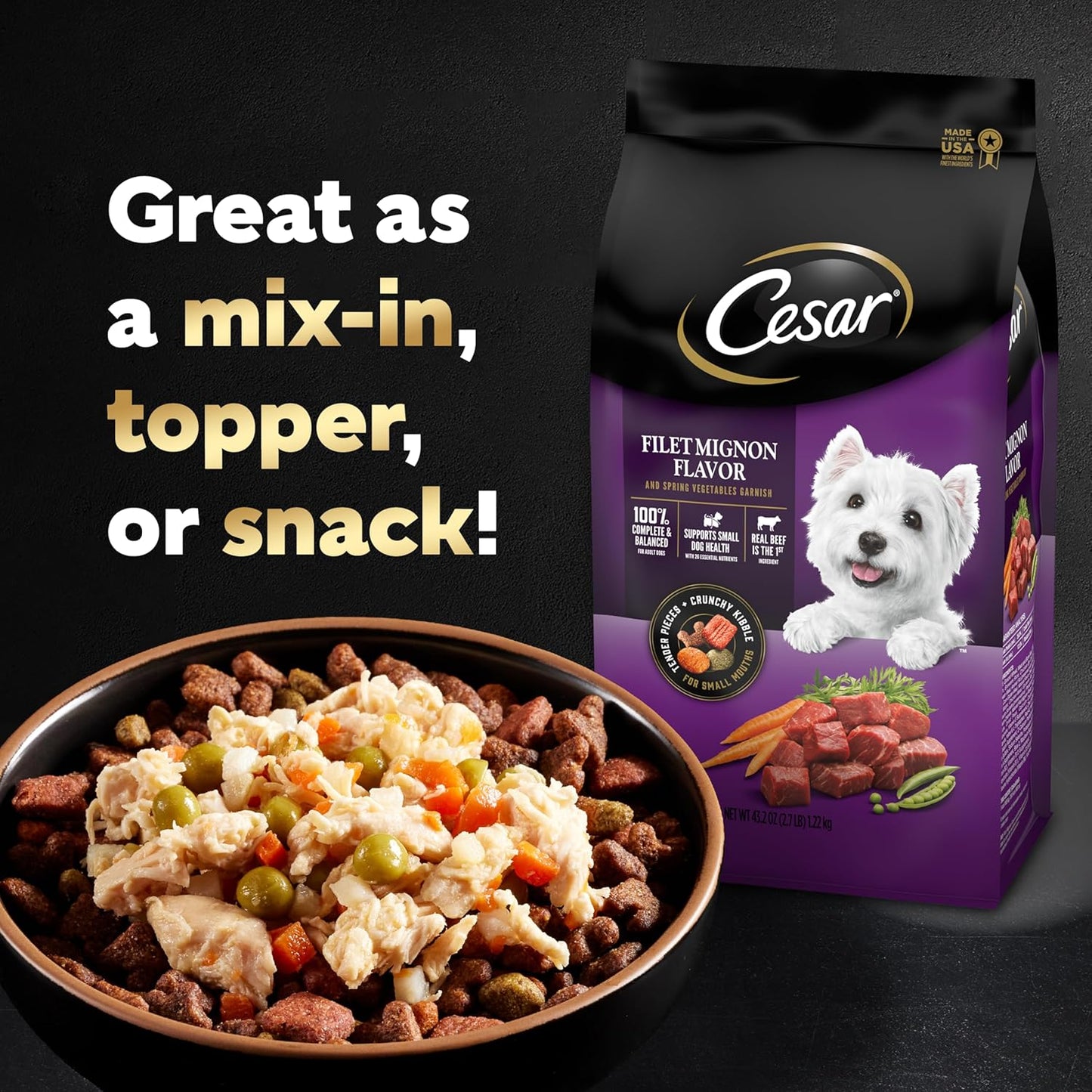 Cesar Simply Crafted Wet Dog Food Toppers for Dry Food, Chicken, Carrots, Potatoes & Peas and Chicken, Sweet Potato, Apple, Barley & Spinach Meal