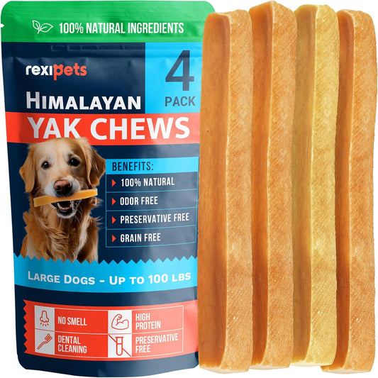 100% Natural Yak Cheese Himalayan Made Dog Chews All Breeds - Lactose Free Yak Chew for Small, Medium & Large Dogs - Dental Cleaning Dog Chews
