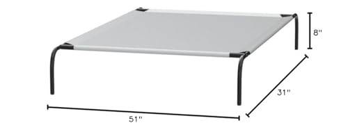 Basics Cooling Breathable Elevated Dog Bed with Metal Frame for Large Dogs, 51 x 31 x 8 Inch, Grey