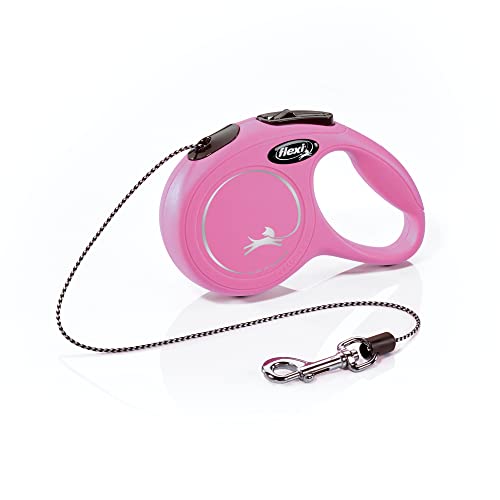 FLEXI® Classic XS Cord Retractable Dog Leash (Pink)-10 ft for Extra Small, Tiny Dogs up to 18 lbs| Ultra Compact Pocket-Size, 3-Finger Grip, German