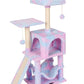 Rainbow Cute Cat Tree for Indoor Cat Tower with Scratching Post Modern Activity House Hammock Hanging Ball Condo with Board