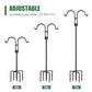 Relx Bird Feeder Pole - Adjustable Double Shepherds Hooks for Bird Feeder with 5 Prong Base - 76 Inch Heavy Duty Shepherds Hooks for Outdoor,Hanging Garden Plant,Solar Light Lanterns