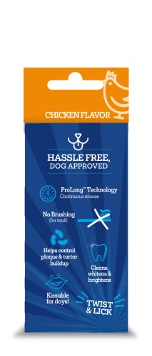 Twist + Lick Dental Gel for Dogs, Cleans Teeth and Freshens Breath for 24 Hours, Chicken Flavor, 2 oz, 30 Day Supply