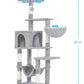 Hey-brother Cat Tree with Large Hammock, Multi-Level Cat Tower for Indoor Cats, Cat Condo with Sisal-Covered Scratching Posts and Top Perch, Light Gray MPJ050W