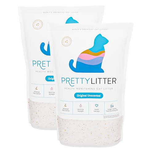 PrettyLitter Health Monitoring Cat Litter (Unscented, Non Clumping) | Lightweight & Low Tracking, Color Changing Silica Gel Crystals, Advanced Odor Control — 6 Lbs, Pack of 2 (Up to 2 Month Supply)