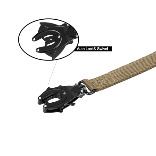 ICEFANG Tactical Dog Leash,K9 Training Walking Bungee Lead with 2 Control Handle,Heavy Duty Quick Release Metal Clasp,Hands Free D-Ring for Medium