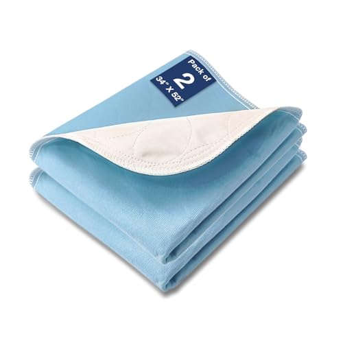 Bed Pads Washable Waterproof, 52" x 34" (2 Pack) Incontinence Bed Pads, Waterproof Mattress Protector & Washable Pee Pads, Perfect for Kids, Adults, The Elderly and Pets