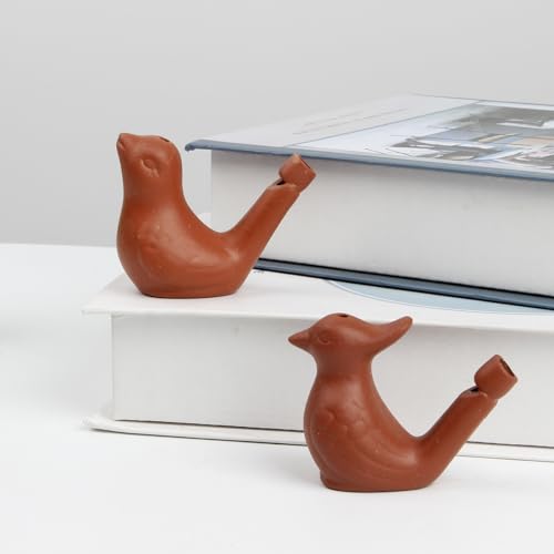 2Pcs Bird Water Whistles, Funny Ceramic Water Whistles, Warbler BirdWhistles Noise Makers, Purple Clay Pottery Waterfowl Whistle for Birthday Favors Gifts or Outdoor Accessories