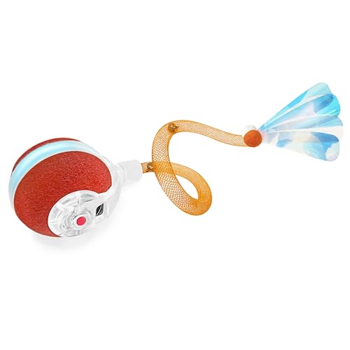 Jkanti Interactive Cat Toys for Indoor Cats,The 3rd Generation Agile Moving Cat Ball with Elastic Mesh Tail,Automatic Kitten Toys for Bored Indoor Cats,Motion Activated (Orange)