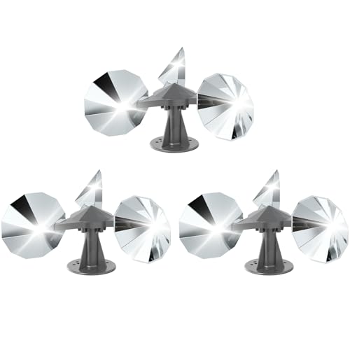OFFO 3 PCS Bird Scare Reflective Device, Bird Reflector with Plastic Base for Outside, Keep Pigeon Woodpeckers and Sparrows Away for Outdoor Boats Roofs Gardens