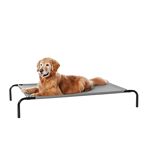 Basics Cooling Breathable Elevated Dog Bed with Metal Frame for Large Dogs, 51 x 31 x 8 Inch, Grey