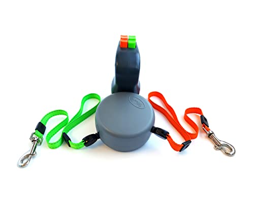 WIGZI - 2025 Enhanced Edition - Dual (2) Dog Retractable Leash, Auto-Untangles, Supports Up To 50lb Dogs, 10ft Distance Each Dog, Color-Coded