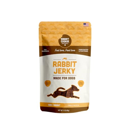 Smart Cookie Single Ingredient Rabbit Jerky Dog Treats - Training Treat Strips for Dogs and Puppies with Allergies, Sensitive Stomachs - Dehydrated, 100% Meat, Grain Free, Made in USA - 3oz, Pack of 1