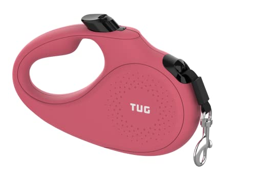 TUG Monochrome 360° Tangle-Free Retractable Dog Leash | 16 ft Strong Nylon Tape (Medium, Pink)