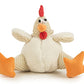 goDog Checkers Fat Rooster Squeaky Plush Dog Toy, Chew Guard Technology - White, Large