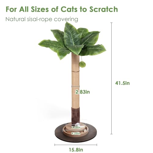 Cat Scratching Post, 35 Inch Tall Cat Scratcher Cat Tree Tower with Hanging Ball for Indoor Cats Adults,Sisal Rope Kitten Scratch with Interactive Mouse Cat Toy