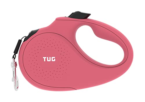 TUG Monochrome 360° Tangle-Free Retractable Dog Leash | 16 ft Strong Nylon Tape (Medium, Pink)