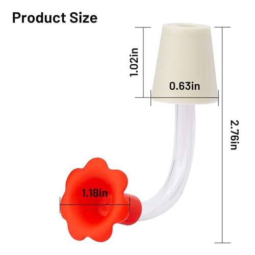 3-Pack Floral Hummingbird Feeder Replacement Parts – DIY Bottom Replacement Feeding Tubes with Red Flower Tip & Tapered Stopper – Fits Most Outdoor Glass Bird Feeders