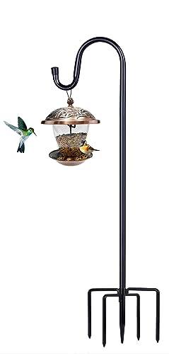 Shepherd Hooks for Outdoor, 1 Pack 62 Inch Bird Feeder Pole with 5 Prongs Base for Hanging Lantern, Hummingbird Feeder, Lightweight Plant, Shepherds Hook for Bird Feeders for Outside