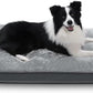 Dog Crate Bed Waterproof Deluxe Plush Dog Beds with Removable Washable Cover Anti-Slip Bottom Pet Sleeping Mattress for Large, Medium, Jumbo, Small Dogs, 35 x 22 inch, Gray