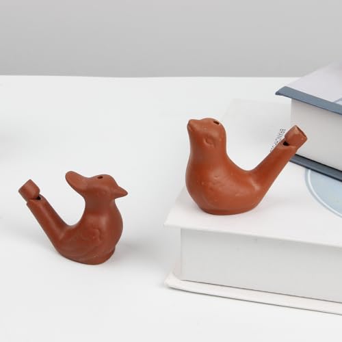 2Pcs Bird Water Whistles, Funny Ceramic Water Whistles, Warbler BirdWhistles Noise Makers, Purple Clay Pottery Waterfowl Whistle for Birthday Favors Gifts or Outdoor Accessories