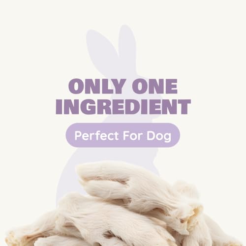 Benji & Louie Air Dried Rabbit Feet - Whole Rabbit Front Feet with Fur - Natural Healthy Dog Treats or Dog Chews, Single Ingredient, 2.5 oz, 12 Count