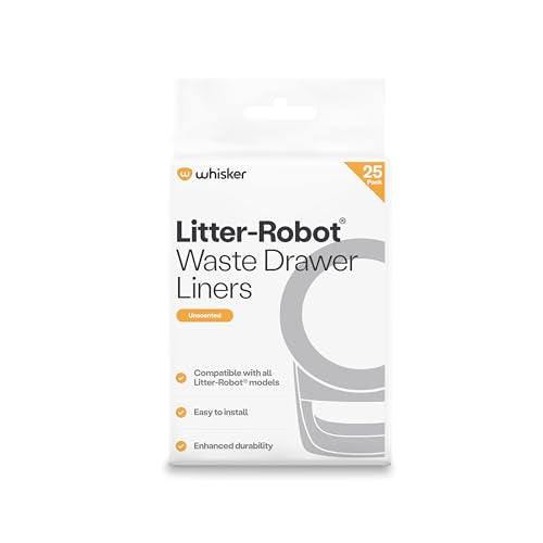 Litter-Robot Waste Drawer Liners by Whisker, 25 Pack - Litter Box Liners, Custom Fit for Litter-Robot, 9-11 Gallons of Capacity, Quick to Install and Easy to Empty