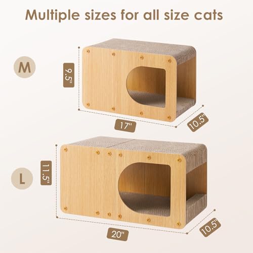 EHEYCIGA Cardboard Cat Scratcher House, 17-Inch Corrugated Cat Scratcher for Indoor Cats, Kitten Scratching Board Pad, Brown