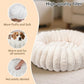 Donut Dog and Cat Bed, Luxurious Comfortable Faux Rabbit Fur Pet Beds, Soft Anti-Anxiety Calming Puppy Kitten Bed with Anti-Slip Bottom for Small Dogs & Cats(20", White)