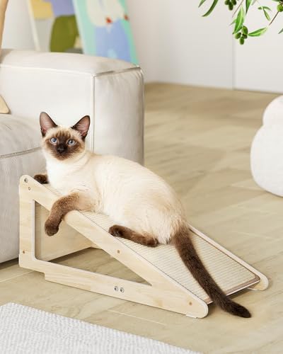 26.4'' Sisal Cat Scratcher Ramp for Indoor Large Cats, Vertical Scratching Post, Wooden Cat Furniture