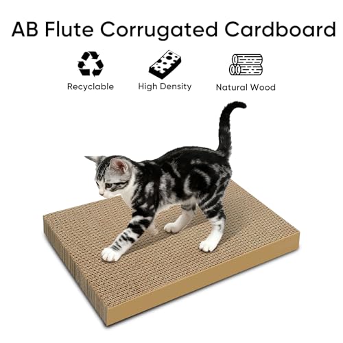 AGYM Cat Scratchers 4 Packs Refill Cat Scratching Pad Cardboard for Indoor Cats and Kitten, Large Size Cat Scratch Pad Board Easy for Cats to Scratch
