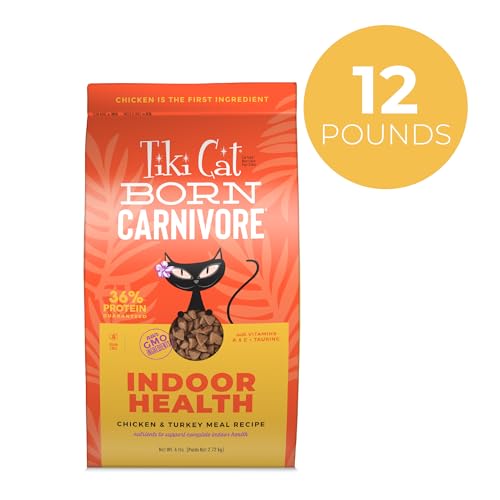 Tiki Cat Born Carnivore Indoor Health Dry Cat Food, Chicken & Turkey Meal, 6 lbs. Bag