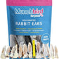 Munchbird Dehydrated Rabbit Ears 100g (3.5 oz) 12-15 pcs for Dogs, European Furry Rabbit Ear Natural Fiber for Pets, Rawhide Free Alternative to Pig Ears Dog Treats, Ear Size Varies