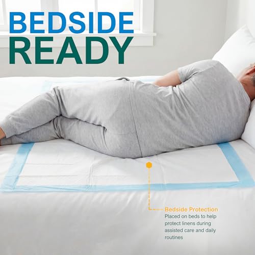 MED PRIDE Disposable Chux Pads 23in X 36in, Super Absorbent Bed Pads for Incontinence, Underpads for Adults, Kids, Pets (50 Count (Pack of 1) Blue/White)