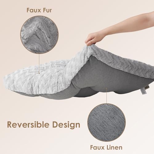 EHEYCIGA Washable Large Dog Bed for Crate 35x23 Inch, Reversible Kennel Pad for Dogs Weight Up to 45 lbs, Plush and Comfy Pet Sleeping Mat, Grey