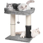 Cat Tree Tower for Large Cats Cat Scratching Post with 20x15.7”Wide Top Bed, Self Groomer, Thick Scratch Post [Dia=4.5”] and Danging Ball Great for Indoor Cats-Large Grey