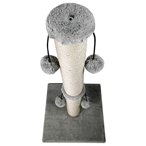 Dimaka 29'' Cat Scratching Post, Natural Sisal Rope Scratcher Post, Kitten Claw Scratch with 4 DanglingToy Balls for Large Cats (Grey)
