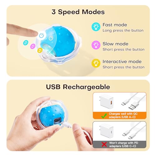 Potaroma Interactive Cat Toys, Fast Moving Ball in Play Mat, Automatic Motion Activated Ball Hide and Seek for Indoor Exercise Kicker, Animal