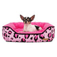 Rectangle Washable Dog Bed for Large, Medium & Small Dogs – Soft Calming Puppy Beds, Durable Warm Pet Sofa with Non-Slip Bottom for Indoor Use.Pink S
