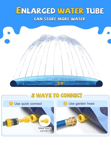 VISTOP 67" Non-Slip Splash Pad for Kids and Dogs, Thickened Sprinkler Pool for Toddlers, Outdoor Backyard Water Toys, Fun Fountain Play Mat for