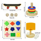 Bird Toys for Parakeets,5pcs Parrot Toys Set (Include Basketball Hop,Skateboard,Stacking,Parrot Wooden Block Puzzles,Small Sepak Takraw) Parakeet Toys for Bird Training Toys