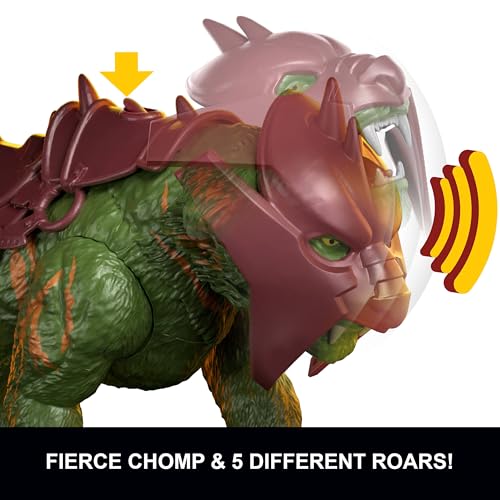 Masters of the Universe 2026 Movie Battle Cat Figure with Chomp & 5 Different Roars, 5.5 Inch Scale Tiger Creature with Armor