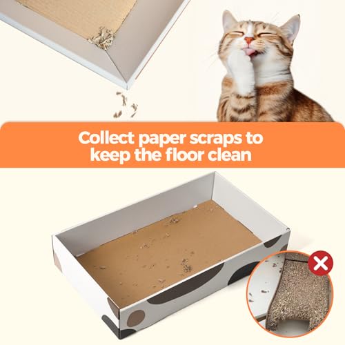 ComSaf Cat Scratcher Cardboard Indoor - 17"x10" Cat Refill Box with 3 Pcs Scratching Board Reversable Long Lasting Clawing Pad for Cats, Corrugate Scratchers Bed Sofa Couch Furniture Wall Protector
