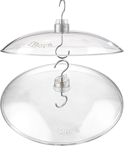 iBorn Baffles for Bird Feeders, 13” Bird Feeder Cover for Rain Guard, Birds Feeders Rain Guard, Full Protection for Feeders for Outdoors, Chew-Proof Polycarbonate, Pack of 2, Transparent