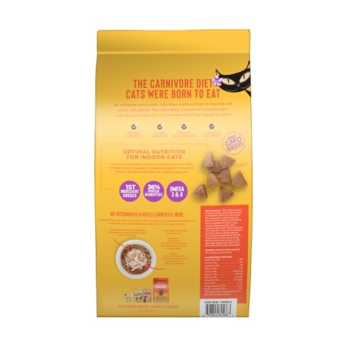 Tiki Cat Born Carnivore High Protein, Indoor Health, Chicken and Turkey Meal Recipe, Grain-Free Baked Kibble to Maximize Nutrients, Dry Cat Food, 3 lb. Bag