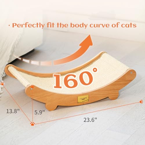 CHEERHOME PETS Sisal Cat Scratcher Bed for Indoor Cats Hammock for Scratching Pad Cat Chair Natural Sisal Scratch Post for Large Cats Scratcher Lounge, Wooden Cat Furniture(Large)