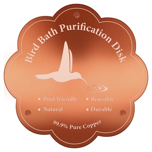 1P 4inches Bird Bath Purification Disk, 99.99% Pure Copper Bird Bath Disc Safe Birdbath Cleaner Disks for Outdoor All-Season Use 0.6mm Birdbaths Copper Disk with 3 Point Support
